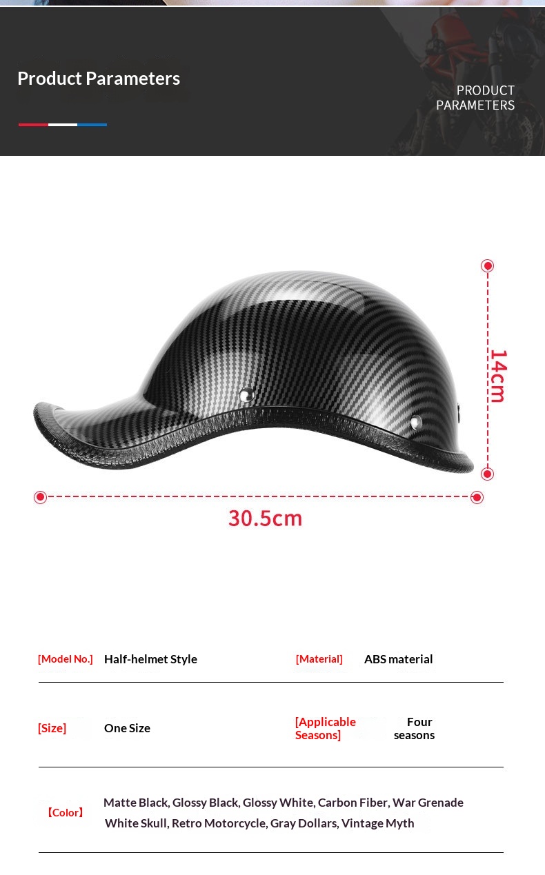 Retro Motorcycle Half Helmet For Men And Women Lightweight Safety_voghion.com