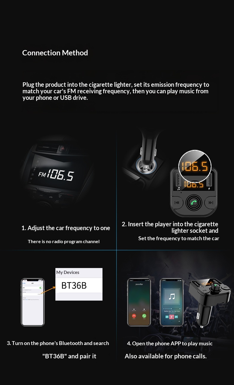 Bluetooth fm transmitter auto carkit met handsfree en mp3 speler_voghion.com