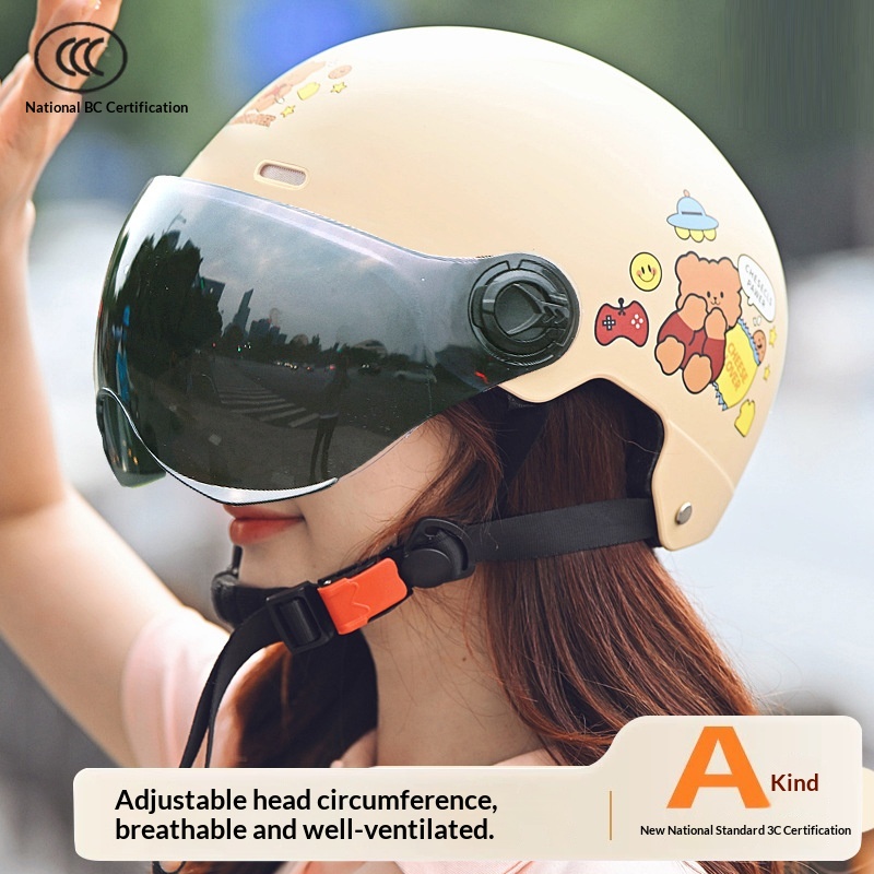 Casco per veicoli elettrici certificato secondo gli standard nazionali per uomo e donna, casco di sicurezza a mezzo casco per moto, nuovo modello estivo_voghion.com