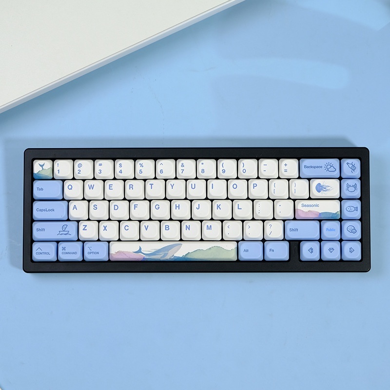 Ocean Rhythm Theme Blue MOA\KOA Dye-Sublimation PBT Material 135-Key Small Full Set Univeral Mechanical Keyboard_voghion.com
