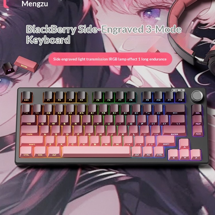 Z75PRO Klein bedraad toetsenbord met mechanisch gevoel, stil, extern, voor laptops, drie modi, speciaal ontworpen voor e-sports gaming_voghion.com