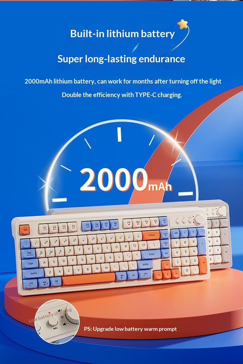 Teclado y ratón inalámbricos Bluetooth Forerunner V1 con tacto mecánico, silenciosos, para hombre y mujer, ideales para la oficina o la oficina. Excelente relación calidad-precio._voghion.com