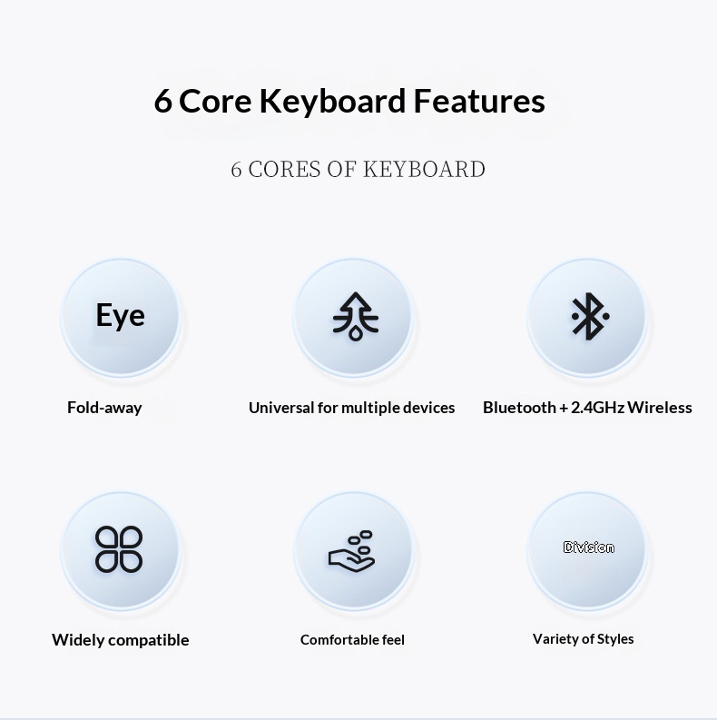 Grenzenlose, kabellose Bluetooth-Falttastatur, geeignet für Business-Tablets und Büros – ultradünn und tragbar_voghion.com