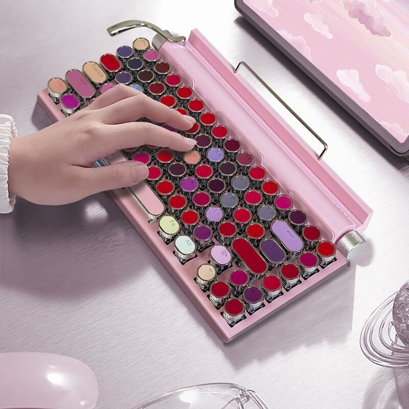 Cross-Border Source Punk Retro Gaming Internet Cafe Kabelgebundene Kabellose Bluetooth Mechanische Tastatur mit blauen Schaltern_voghion.com