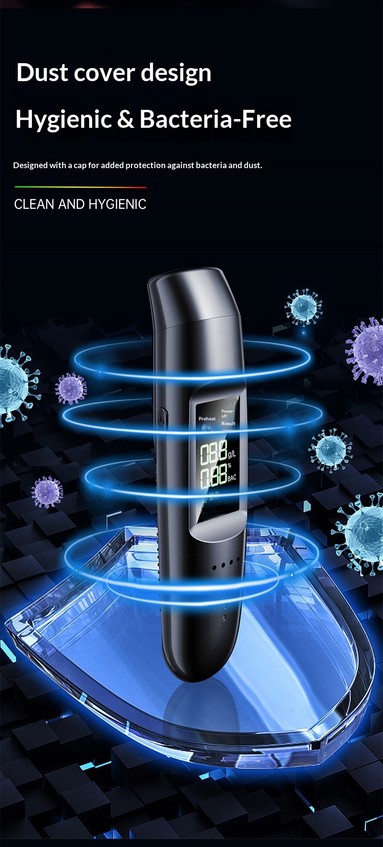 Alcoolímetro digital com anúncio por voz dos resultados_voghion.com