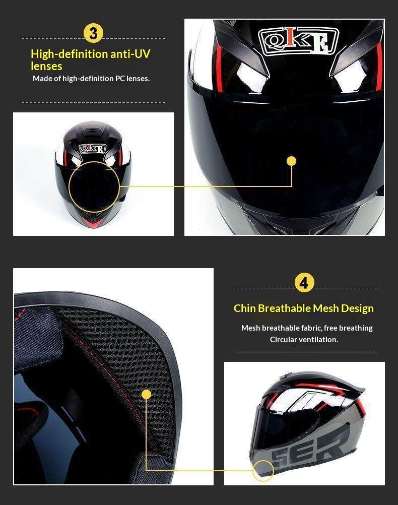 Full Face Motorcycle Helmet Windproof Anti-fog Detachable Visor_voghion.com