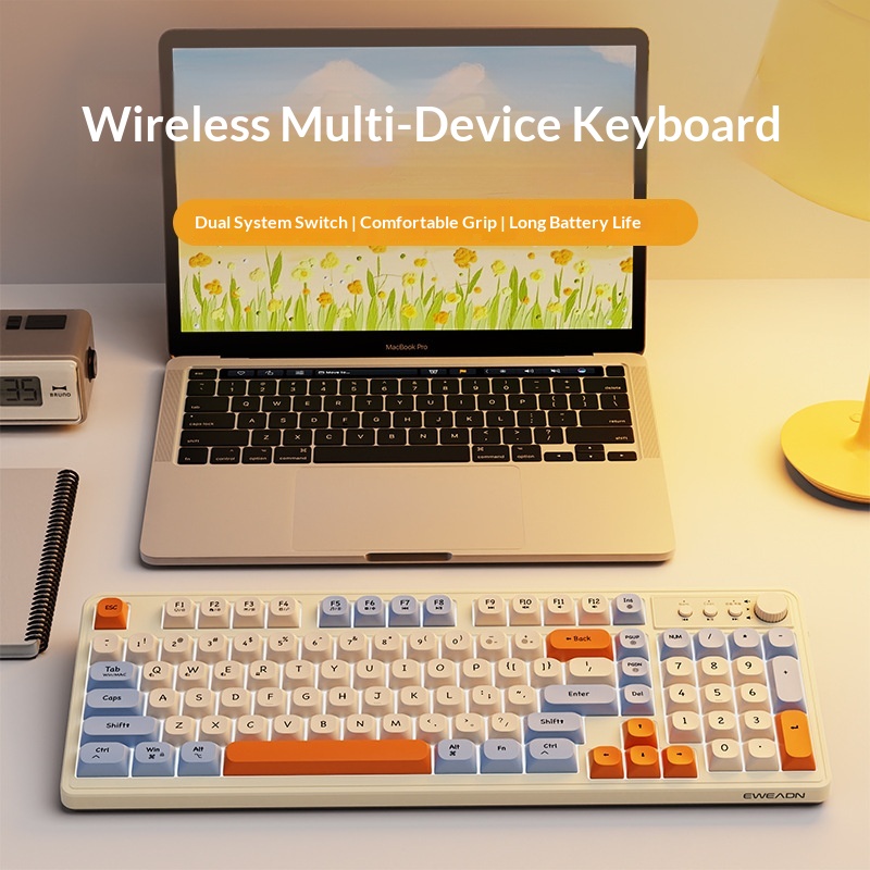 Teclado y ratón inalámbricos Bluetooth Forerunner V1 con tacto mecánico, silenciosos, para hombre y mujer, ideales para la oficina o la oficina. Excelente relación calidad-precio._voghion.com