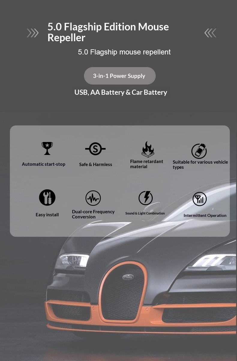 Repellente per topi silenzioso elettronico a ultrasuoni Animal Smart, installabile in auto._voghion.com