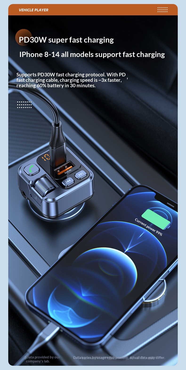 Bluetooth bilsæt med mp3 afspiller og hurtigoplader_voghion.com