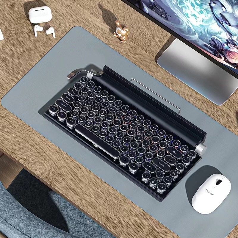 Cross-Border Source Punk Retro Gaming Internet Cafe Kabelgebundene Kabellose Bluetooth Mechanische Tastatur mit blauen Schaltern_voghion.com