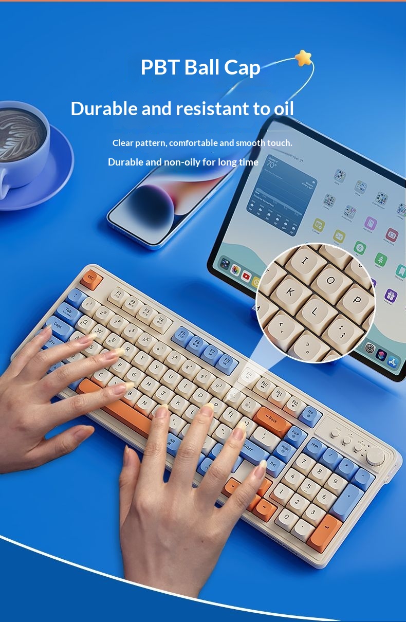 Teclado y ratón inalámbricos Bluetooth Forerunner V1 con tacto mecánico, silenciosos, para hombre y mujer, ideales para la oficina o la oficina. Excelente relación calidad-precio._voghion.com