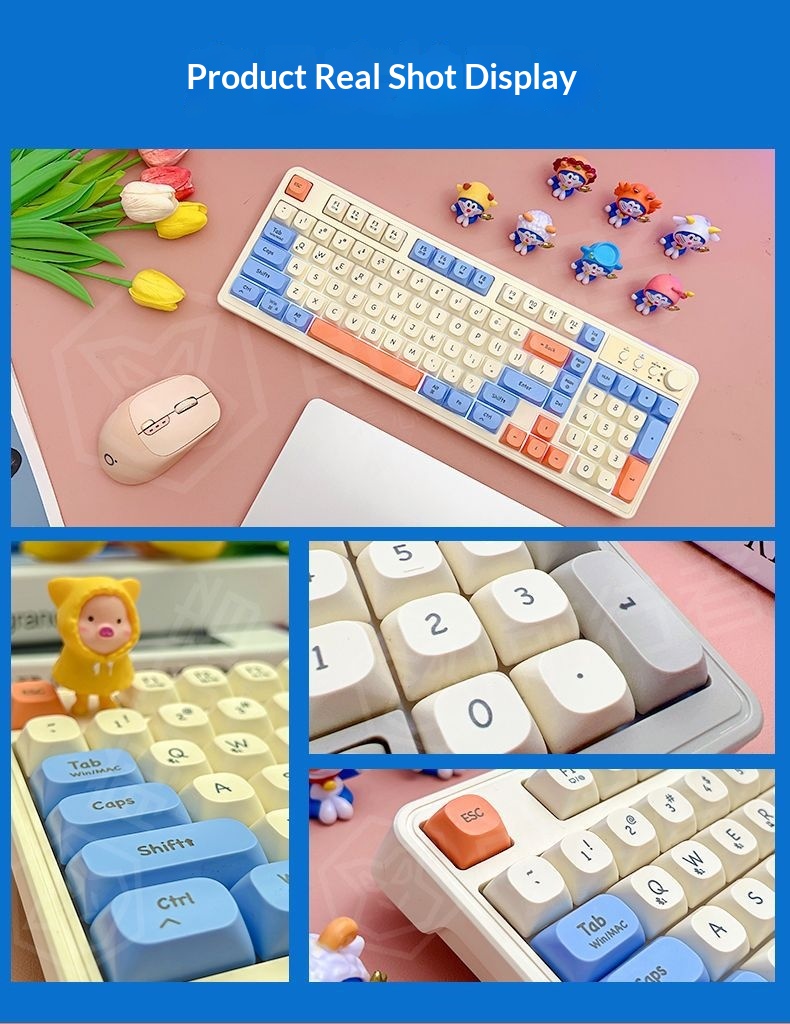 Teclado y ratón inalámbricos Bluetooth Forerunner V1 con tacto mecánico, silenciosos, para hombre y mujer, ideales para la oficina o la oficina. Excelente relación calidad-precio._voghion.com