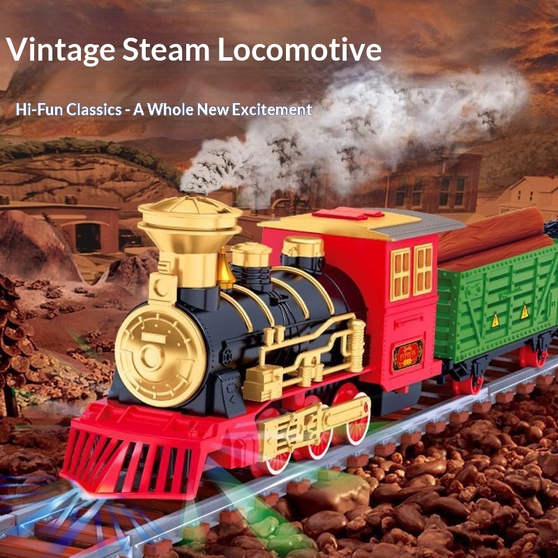 Cross-Border Assembly Electric Train With Spray Light Music Christmas Gift Scene Children's Track Car Toy_voghion.com