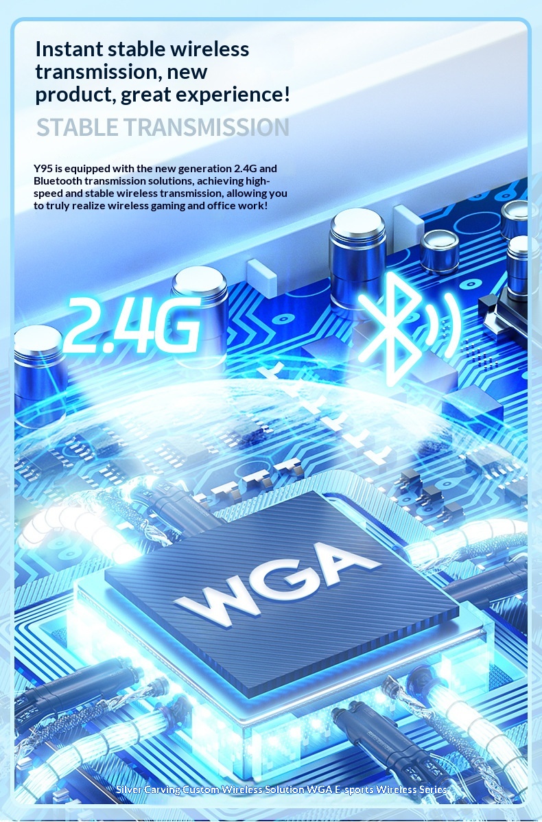 Srebrny Eagle 95D, trójtrybowy, mechaniczny, z bocznym nadrukiem gradientowym, dwukolorowy, wtryskowy, bezprzewodowy, Bluetooth 98 RGB, przewodowy_voghion.com