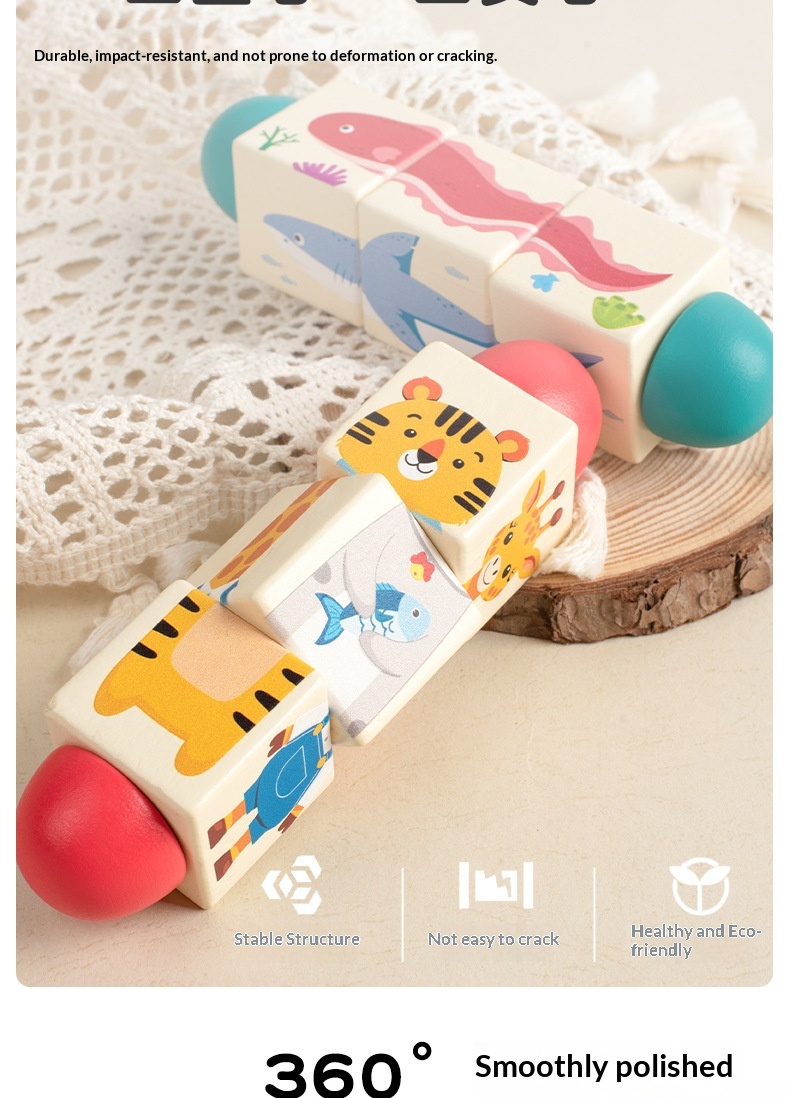 Quebra-cabeça de blocos giratórios para jardim de infância, de 3 a 6 anos, educativo, para aprendizagem precoce, interativo para pais e filhos._voghion.com