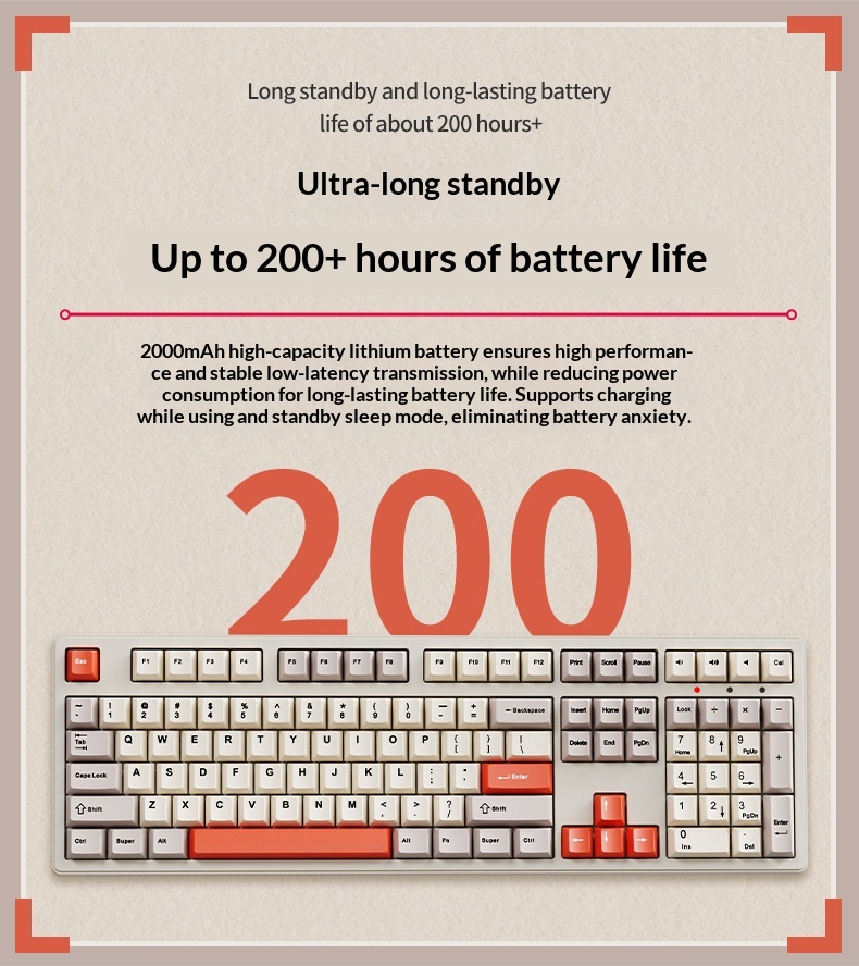 Forerunner Cherry CR108 Mechanical Keyboard Wireless Bluetooth Tri-Mode Gaming Computer Office High Aesthetic_voghion.com