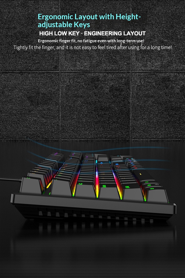 Clavier mécanique filaire de jeu à 104 touches avec interface Type-C et interrupteur bleu, éclairage RVB_voghion.com