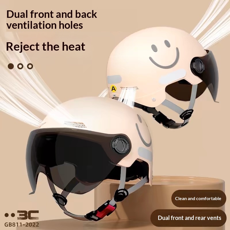 Monopattino elettrico certificato 3C per donne, casco da moto traspirante con protezione solare estiva, adatto a tutte le stagioni._voghion.com