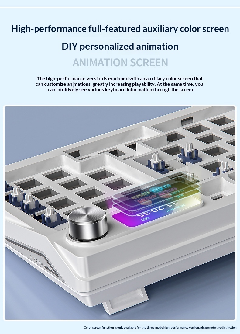 Srebrny Eagle 95D, trójtrybowy, mechaniczny, z bocznym nadrukiem gradientowym, dwukolorowy, wtryskowy, bezprzewodowy, Bluetooth 98 RGB, przewodowy_voghion.com