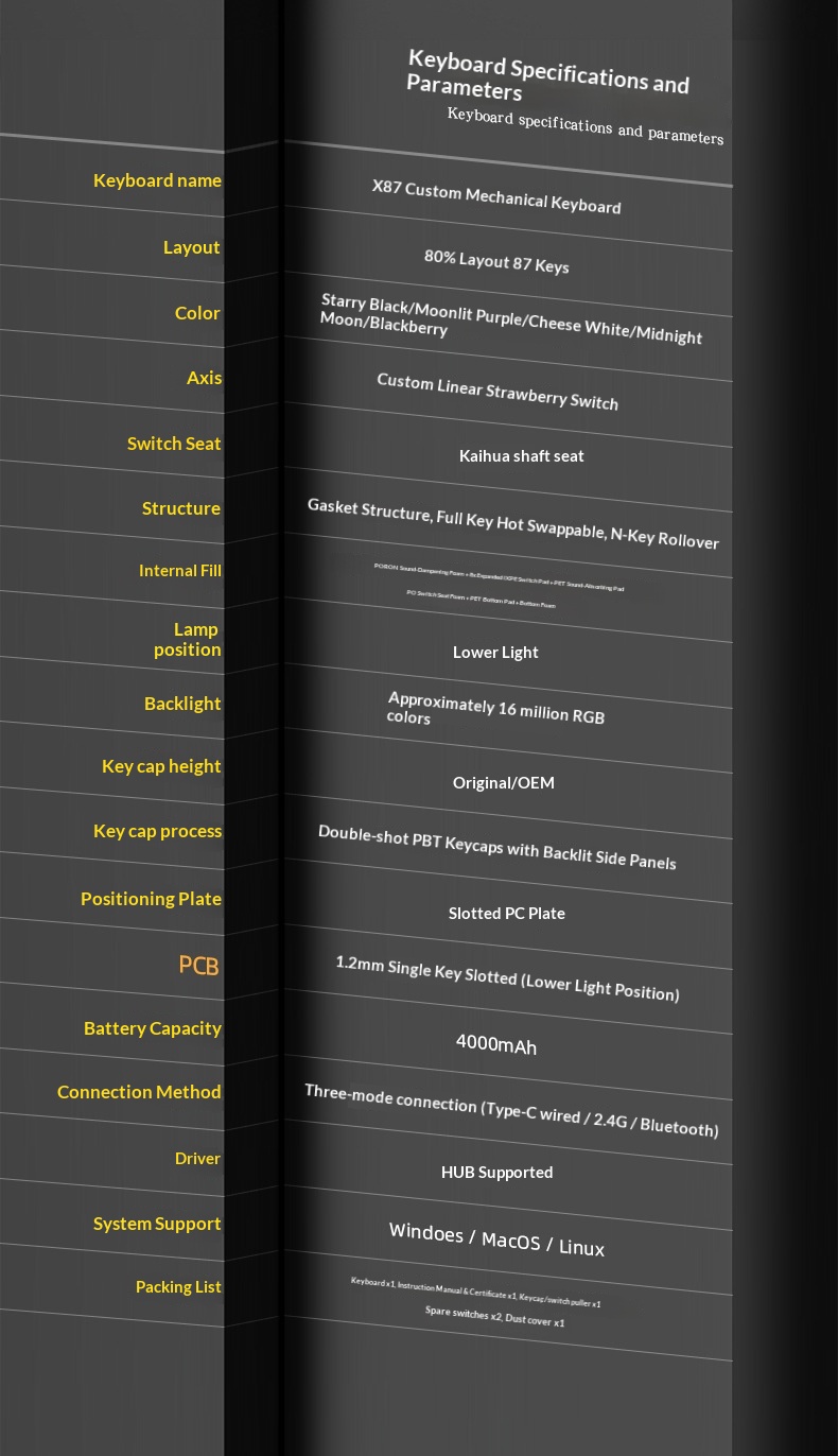 Teclado mecánico inalámbrico Attack Shark X87 con Bluetooth, triple modo, junta personalizable y grabado lateral para juegos._voghion.com