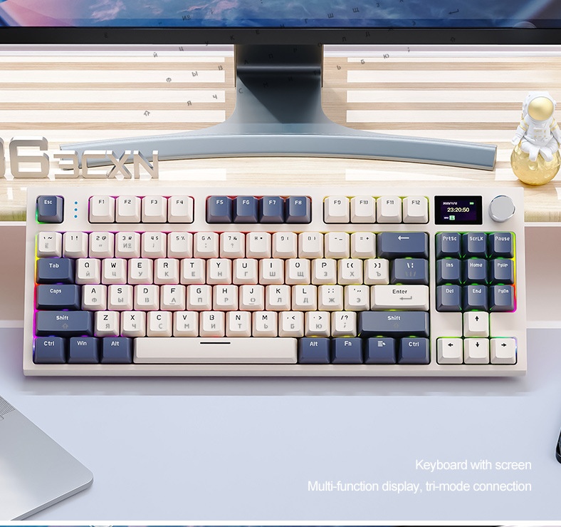 Tastiera da gioco meccanica wireless Bluetooth Attack Shark K86 Tri-Mode RGB con switch sostituibili a caldo, tastiera russa da gioco_voghion.com