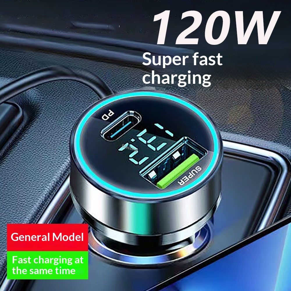 Charger Super Fast One-to-Two Cigarette Lighter USB Adapter Multi-Function Car Phone Flash Charging_voghion.com