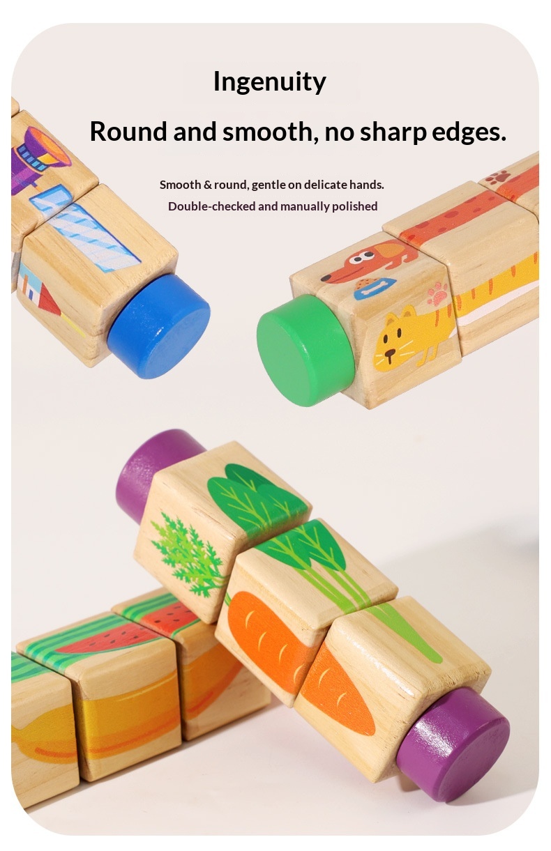 Quebra-cabeça de blocos giratórios para jardim de infância, de 3 a 6 anos, educativo, para aprendizagem precoce, interativo para pais e filhos._voghion.com