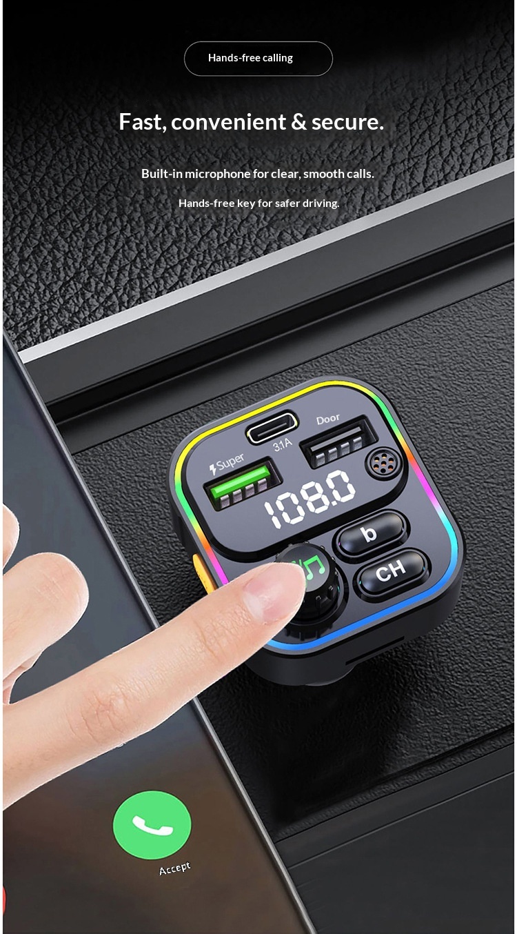Cross-border New Bluetooth MP3 Super Fast Charging Multi-functional Car Player Charger FM Transmitter_voghion.com