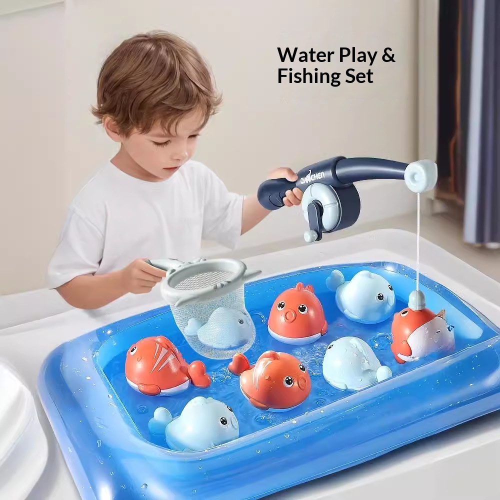 Cross-border Best-selling Children's Magnetic Set, Baby Bathroom Net Fishing Pool, Bath Play Water Educational Toy_voghion.com