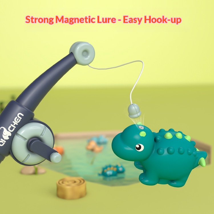 Grensoverschrijdende bestseller: speelgoedset met kleine cartoondinosaurussen voor kinderen, geschikt voor water, baden, vissen en magnetisch vissen._voghion.com