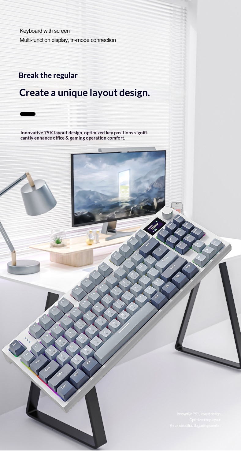 Tastiera meccanica wireless Bluetooth Attack Shark K86 Tri-Mode RGB con switch sostituibili a caldo, stile coreano._voghion.com