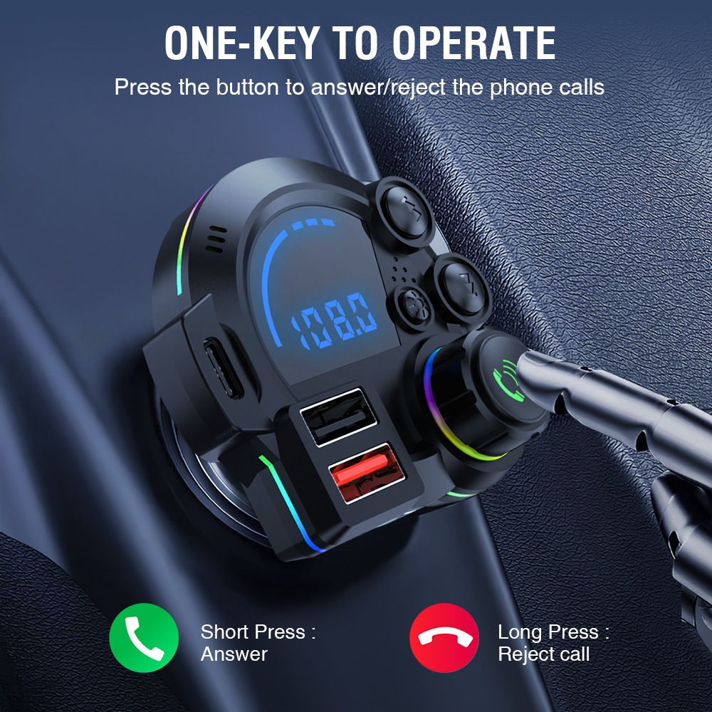 Nieuwe FM-transmitter QC3.0+PD20W Dual Fast Charging autolader voor grensoverschrijdende Bluetooth MP3-muziek, handsfree bellen en auto-opladen._voghion.com