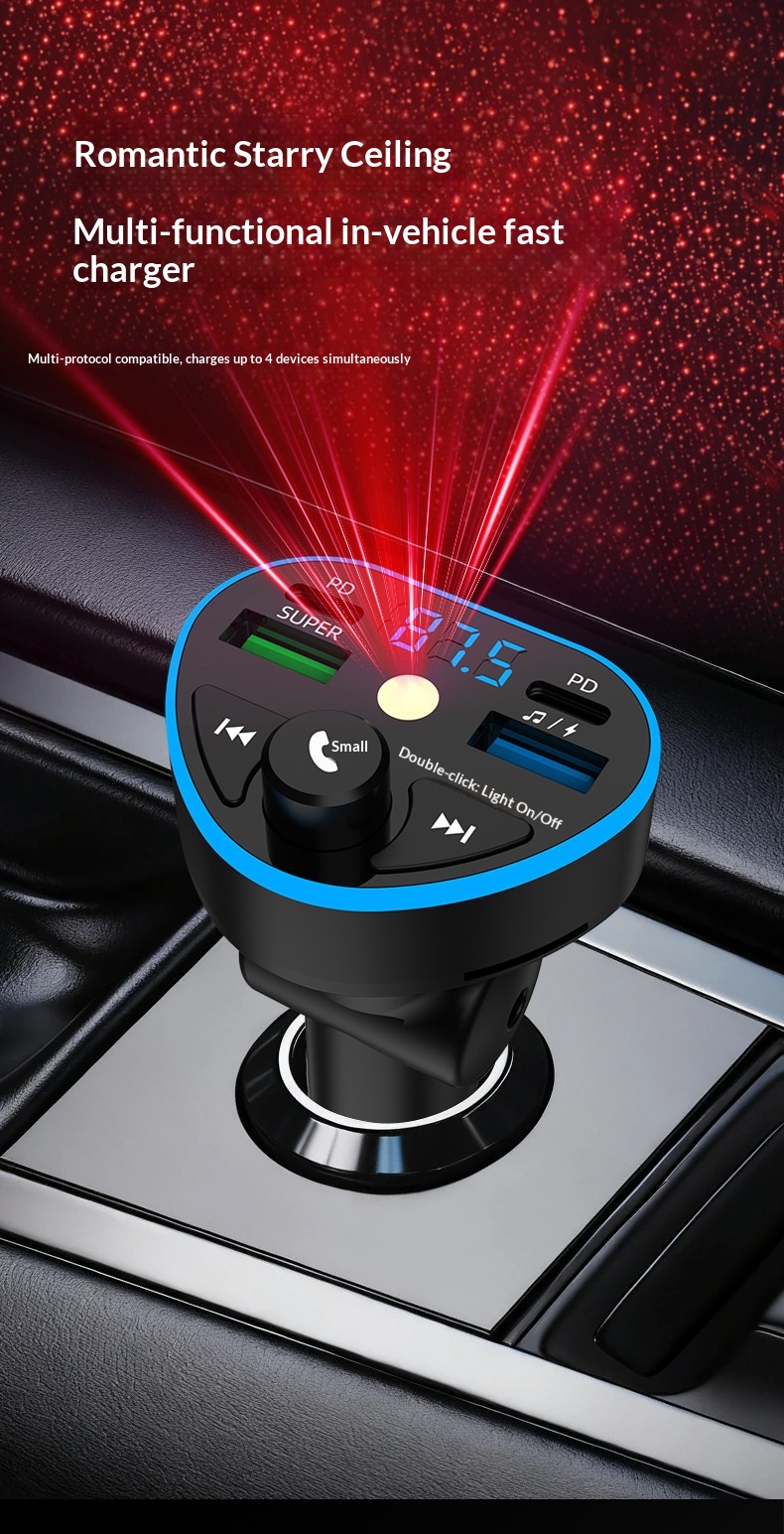 Bluetooth carkit med hurtigoplader og hd musikafspiller_voghion.com