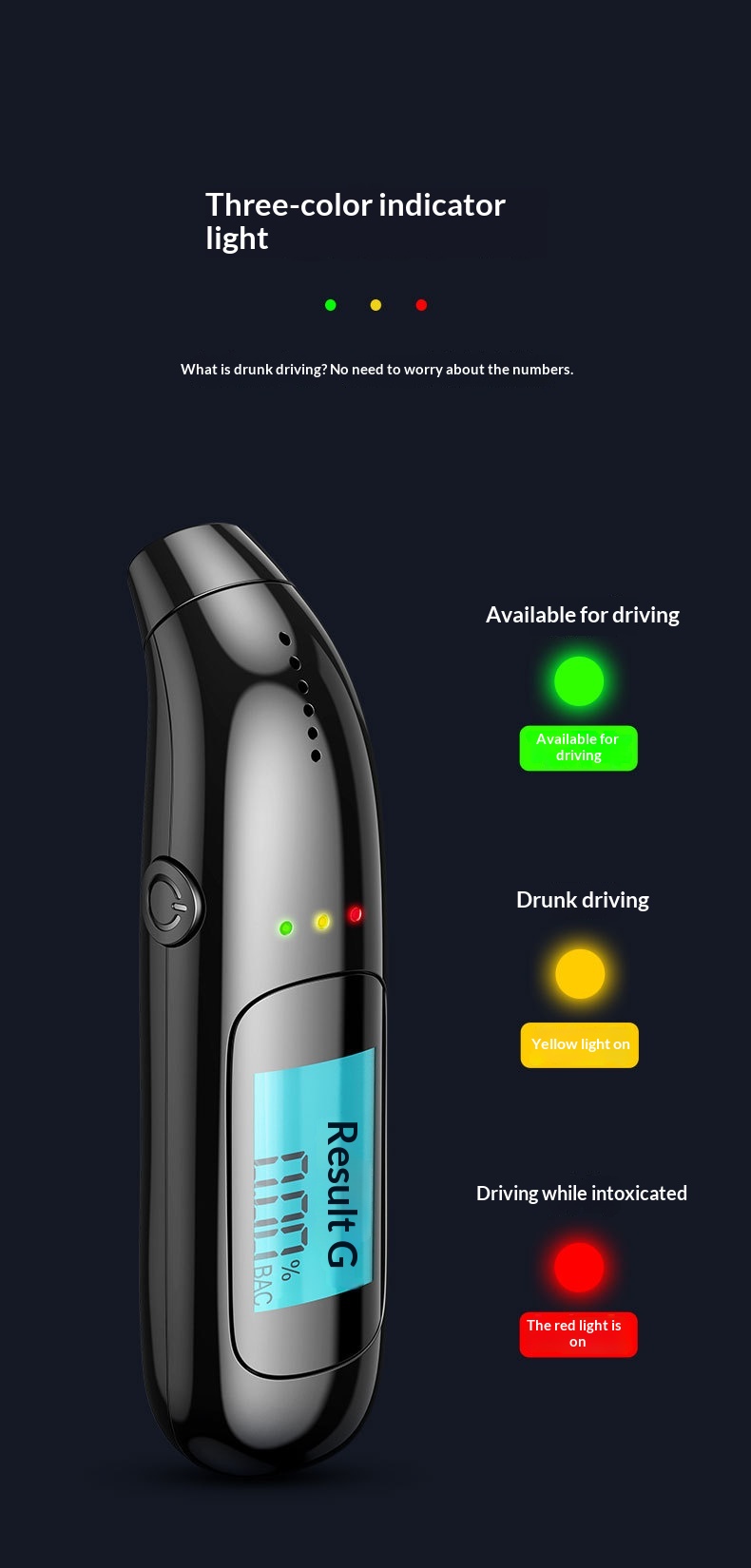 Tester Detection, Breathalyzer, High Precision Alcohol Concentration Detector For Drunk Driving_voghion.com