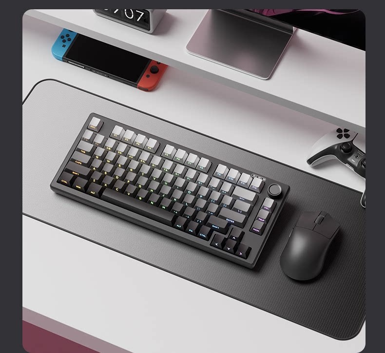 Z75PRO Klein bedraad toetsenbord met mechanisch gevoel, stil, extern, voor laptops, drie modi, speciaal ontworpen voor e-sports gaming_voghion.com