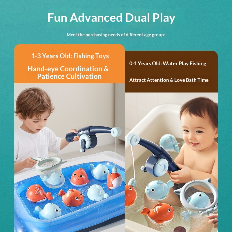Set educativo per bambini con rete magnetica da pesca, ideale per il gioco in acqua, perfetto per il bagnetto e per i più piccoli, venduto a livello internazionale._voghion.com