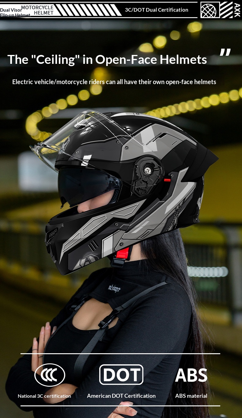 3C/DOT Certified Motorcycle For Men, Open Face Helmet, All-Season Universal, Motorbike Riding, Women's Electric Bike_voghion.com