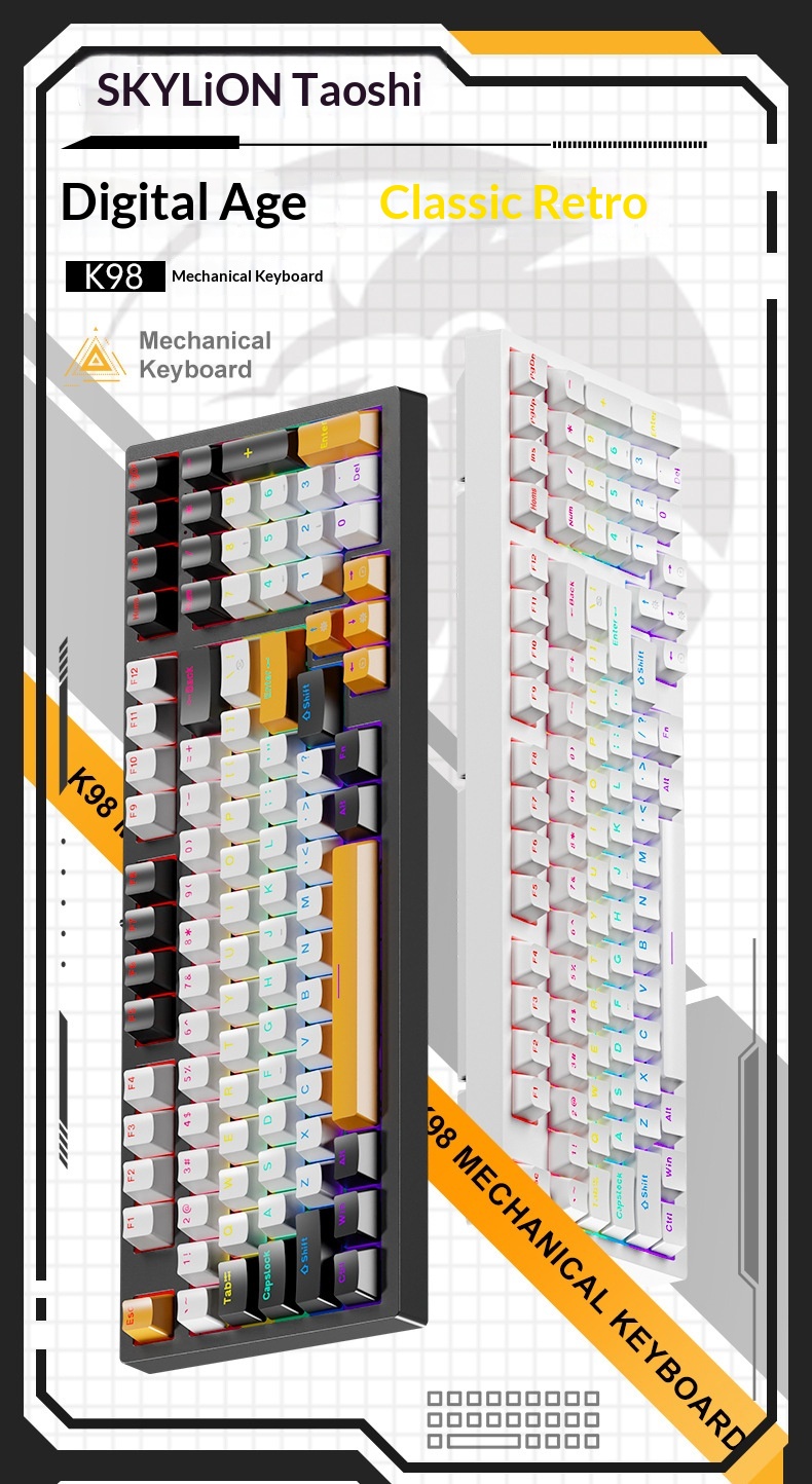 Wow K98 Mekanik Mavi Kırmızı Siyah Çay Anahtarlı Kablolu Klavye Tuş Hattı Ayrımı Bilgisayar Dizüstü Harici Ofis Oyun Klavyesi_voghion.com
