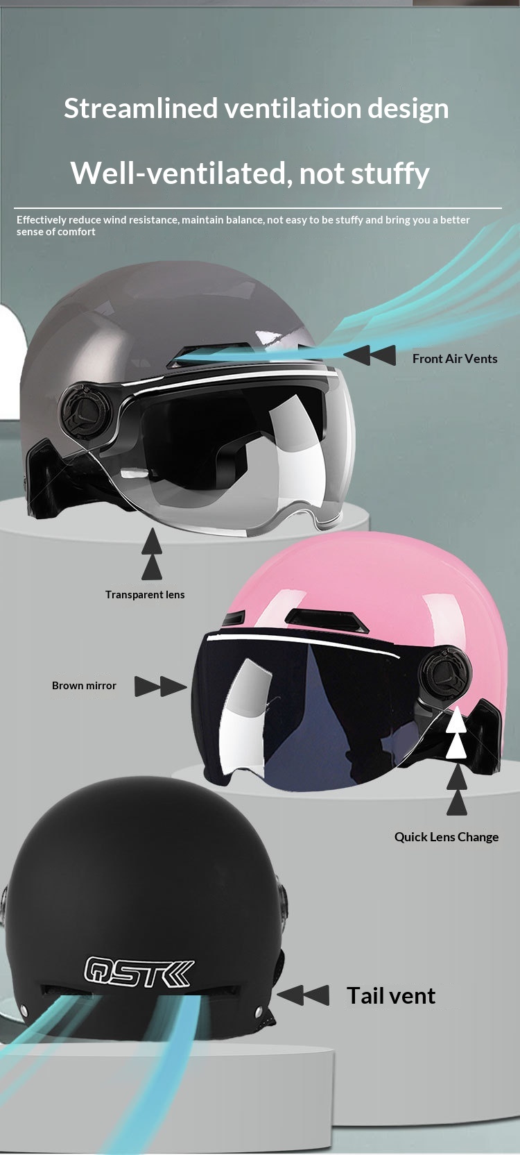 Electric Scooter Half Helmet For Men Extra Large Summer Four Seasons_voghion.com