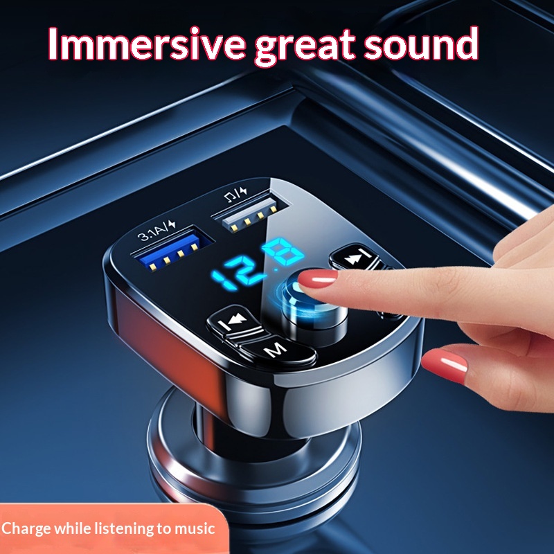 MP3 Player Bluetooth Receiver Lossless Sound Quality Music U Disk Converter Car Cigarette Lighter With Fast Charger_voghion.com