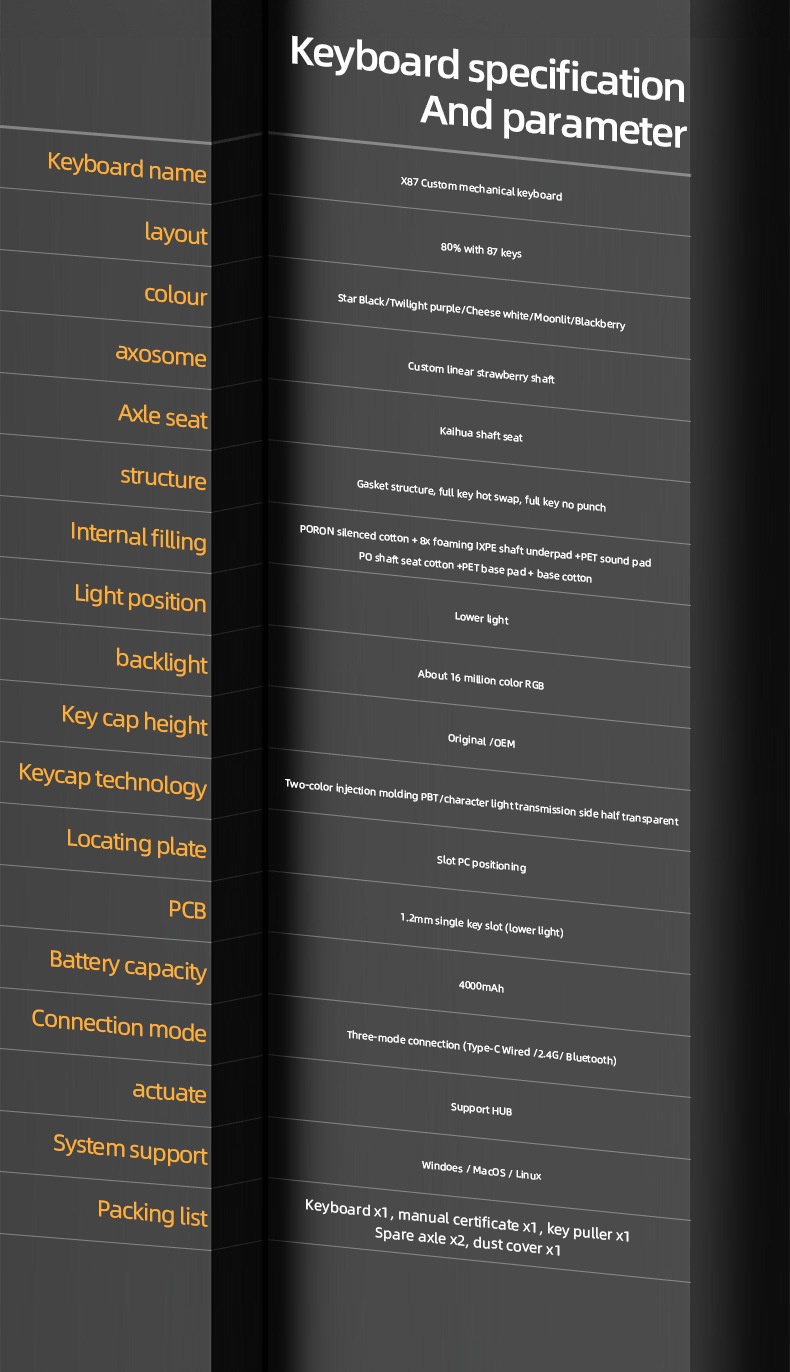 Teclado mecánico inalámbrico Attack Shark X87 con Bluetooth, triple modo, junta personalizable y grabado lateral para juegos._voghion.com