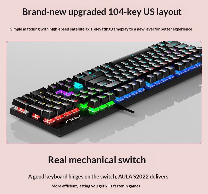 Tastiera USB luminosa Wolf Spider S2022 Meccanica Verde Axis per computer desktop e portatili, ideale per giochi e-sport._voghion.com