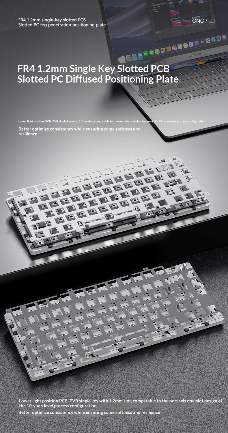 Teclado mecánico Attack Shark X86 con acabado de aluminio, RGB, inalámbrico, Bluetooth y estructura de junta de tres modos._voghion.com