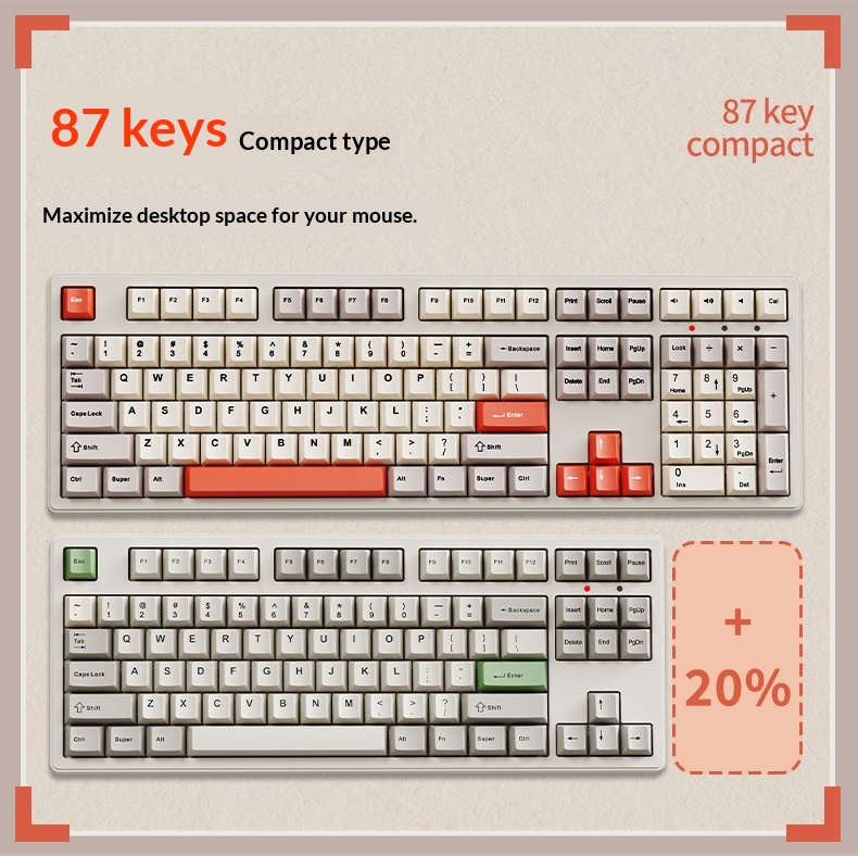 Forerunner Cherry CR108 Mechanical Keyboard Wireless Bluetooth Tri-Mode Gaming Computer Office High Aesthetic_voghion.com