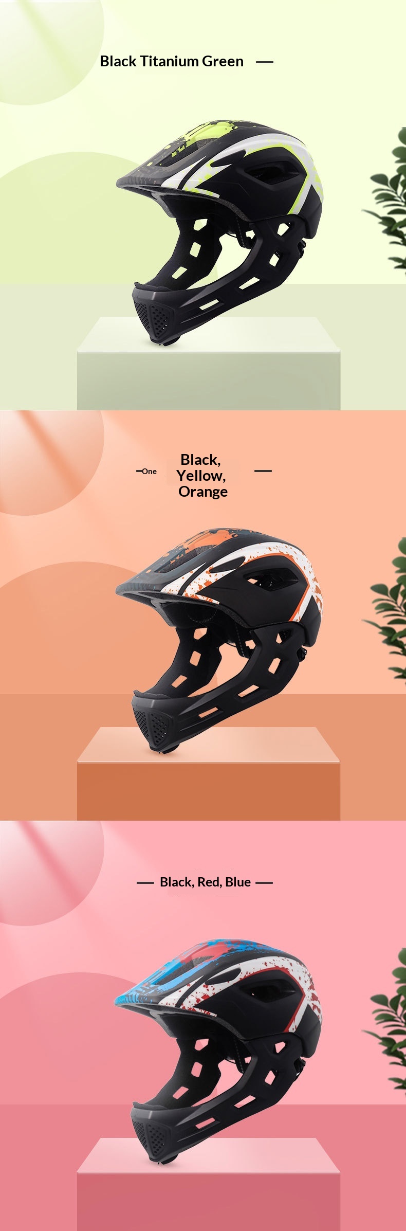 Full Face Helmet With Detachable Chin And Tail Light For Kids_voghion.com