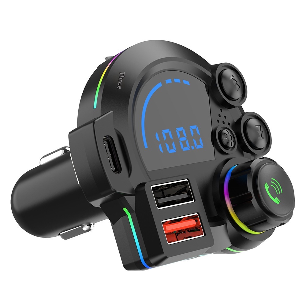 Nieuwe FM-transmitter QC3.0+PD20W Dual Fast Charging autolader voor grensoverschrijdende Bluetooth MP3-muziek, handsfree bellen en auto-opladen._voghion.com