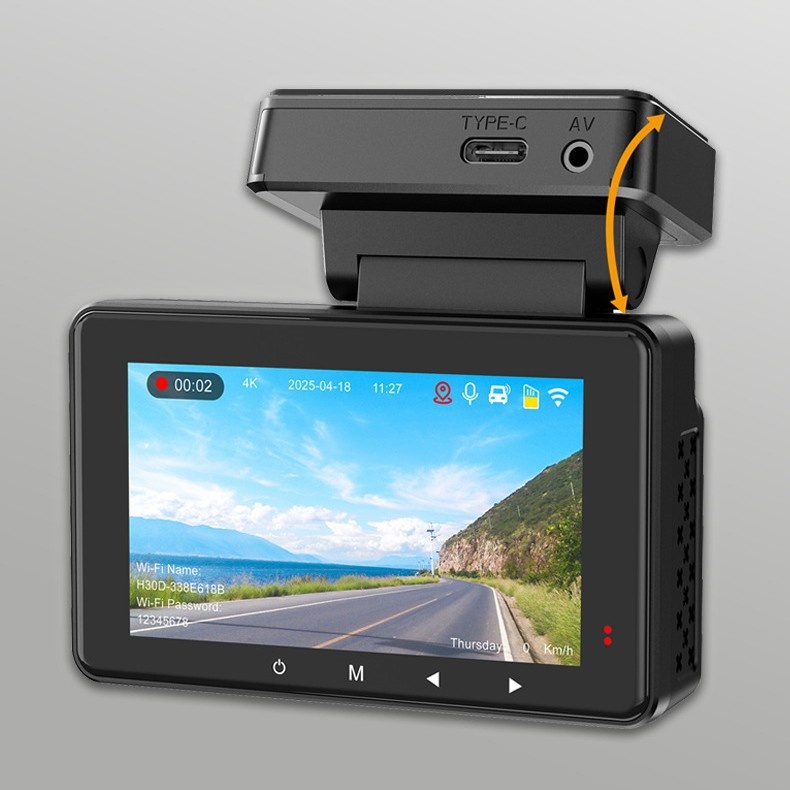 4K HD Dash Cam With Night Vision, Parking Monitoring, GPS, Dual-Camera Video Recorder For Ride-Hailing Vehicles_voghion.com
