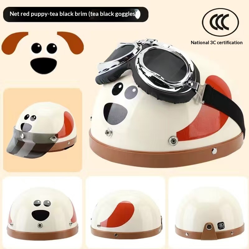 3C-gecertificeerde cartoonhond elektrische fiets Half Four Seasons unisex koppel Harley veiligheidshelm schattig stijlvol_voghion.com
