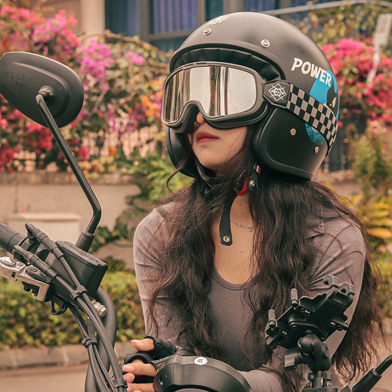 Trendy Retro Harley Glasses For Men And Women, Off-Road Motorcycle Helmet Goggles, Black Face Shield, Windshield_voghion.com