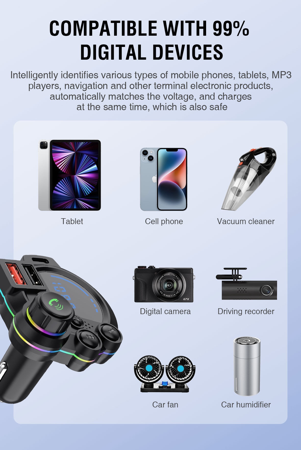 Bluetooth fm transmitter met dubbele snellader voor de auto_voghion.com